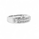 14K White Gold 0.65 Carat Two Row Wedding Diamond Ring