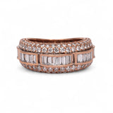 14K Rose Gold 3.00 Carat Multi-Row Natural Diamond Ring