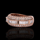14K Rose Gold 3.00 Carat Multi-Row Natural Diamond Ring
