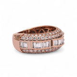 14K Rose Gold 3.00 Carat Multi-Row Natural Diamond Ring