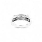 14K White Gold 0.50 Carat Natural Diamond Rectangle Pave Set Ring