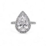 18K White Gold Teardrop 3.79 Carat Wedding Lab Diamond Ring