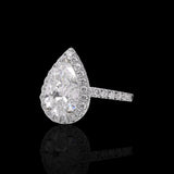 18K White Gold Teardrop 3.79 Carat Wedding Lab Diamond Ring