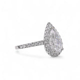 18K White Gold Teardrop 3.79 Carat Wedding Lab Diamond Ring