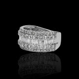 14K White Gold 3.12 Carat Multi Row Anniversary Diamond Ring