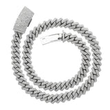 14K White Gold Miami Cuban Link Diamond Chain 130 Gr