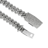 14K White Gold Miami Cuban Link Diamond Chain 130 Gr