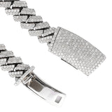14K White Gold Miami Cuban Link Diamond Chain 235 Gr