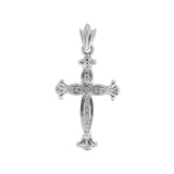 14K White Gold 0.70 Carat Fleur Cross Diamond Pendant