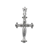 14K White Gold 0.70 Carat Fleur Cross Diamond Pendant