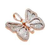 14K Rose Gold Brilliant Butterfly Pendant | 3.60 Carat Marquise-Baguette & Round-Cut Diamond