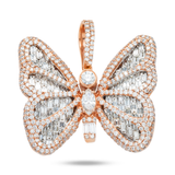 14K Rose Gold Brilliant Butterfly Pendant | 3.60 Carat Marquise-Baguette & Round-Cut Diamond