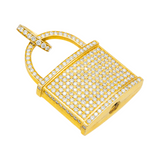 14K Yellow Gold Pave Padlock Pendant | 6.00 Carat Round-Cut Diamond