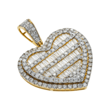 14K Yellow Gold Radiant Love Heart Pendant | 2.75 Carat Baguette-Cut & Round-Cut Diamond