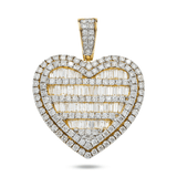 14K Yellow Gold Radiant Love Heart Pendant | 2.75 Carat Baguette-Cut & Round-Cut Diamond