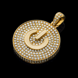 14K Yellow Gold Power Symbol Pendant | 5.00 Carat Round-Cut Diamond