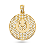 14K Yellow Gold Power Symbol Pendant | 5.00 Carat Round-Cut Diamond