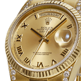 Rolex Day-Date 36 - President Gold Diamond Champagne Roman Dial Watch 118338
