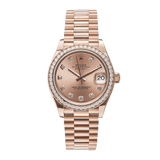 Rolex Datejust 31 - President Rose Gold Factory Diamond Bezel and Dial Watch 278285RBR