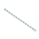 18K White Gold Tennis Link Emerald Cut & Round Diamond 6.50 ctw. Bracelet