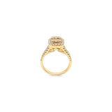 14K Yellow Gold Square Cluster 1.72 ctw. Baguette & Round Diamond Ring.