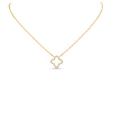 14K Yellow Gold Clover Pendant 0.39 ctw. Round Diamond Necklace