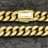 10K Yellow Gold Semi Hollow Miami Cuban Link Chain 14.00 mm