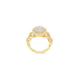 14K Yellow Gold Halo Round Cluster 1.56 ctw. Round Diamond Ring.