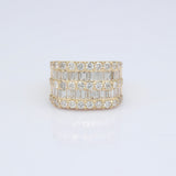 14K Yellow Gold Five Row Square Style 4.12 ctw. Baguette & Round Diamond Ring