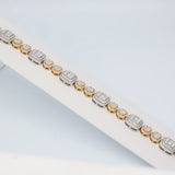 14K Two-Tone Gold Square & Round Tennis Link Baguette & Round Diamond 7.83 ctw. Bracelet