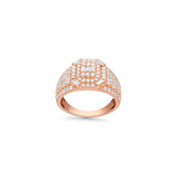 14K Rose Gold Triple Layer Square Center Style 2.14 ctw. Baguette & Round Diamond Ring