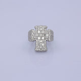 14K White Gold Double Layer Cross 4.88 ctw. Emerald Cut & Round Diamond Ring