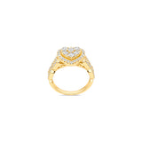 14K Yellow Gold Heart Shape Cluster 1.41 ctw. Round Diamond Ring