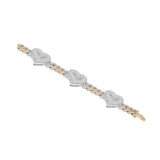14K Two-Tone Gold Heart Miami Cuban Link Baguette & Round Diamond 13.21 ctw. Bracelet