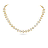 Cadena estilo tenis con flor de trébol para mujer en oro amarillo de 14 k, 6,23 ctw. Collar de diamantes redondos