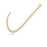 Cadena estilo tenis con flor de trébol para mujer en oro amarillo de 14 k, 6,23 ctw. Collar de diamantes redondos