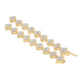 Cadena estilo tenis con flor de trébol para mujer en oro amarillo de 14 k, 6,23 ctw. Collar de diamantes redondos