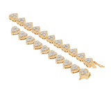 14k Yellow Gold Women's Heart Shape Tennis Chain 5.78 ctw. Round Diamond Necklace