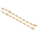 14K Yellow Gold Beaded & Link Station Necklace | 4.09 Carat Round & Baguette-Cut Diamond