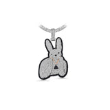 14K White Gold Custom Piece BAD BUNNY Charm 12.00 ctw. Round Diamond Pendant