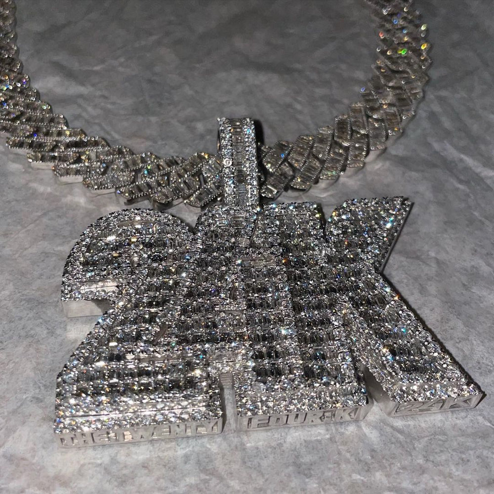 The 24K Solid Gold Natual Diamond Pendant 