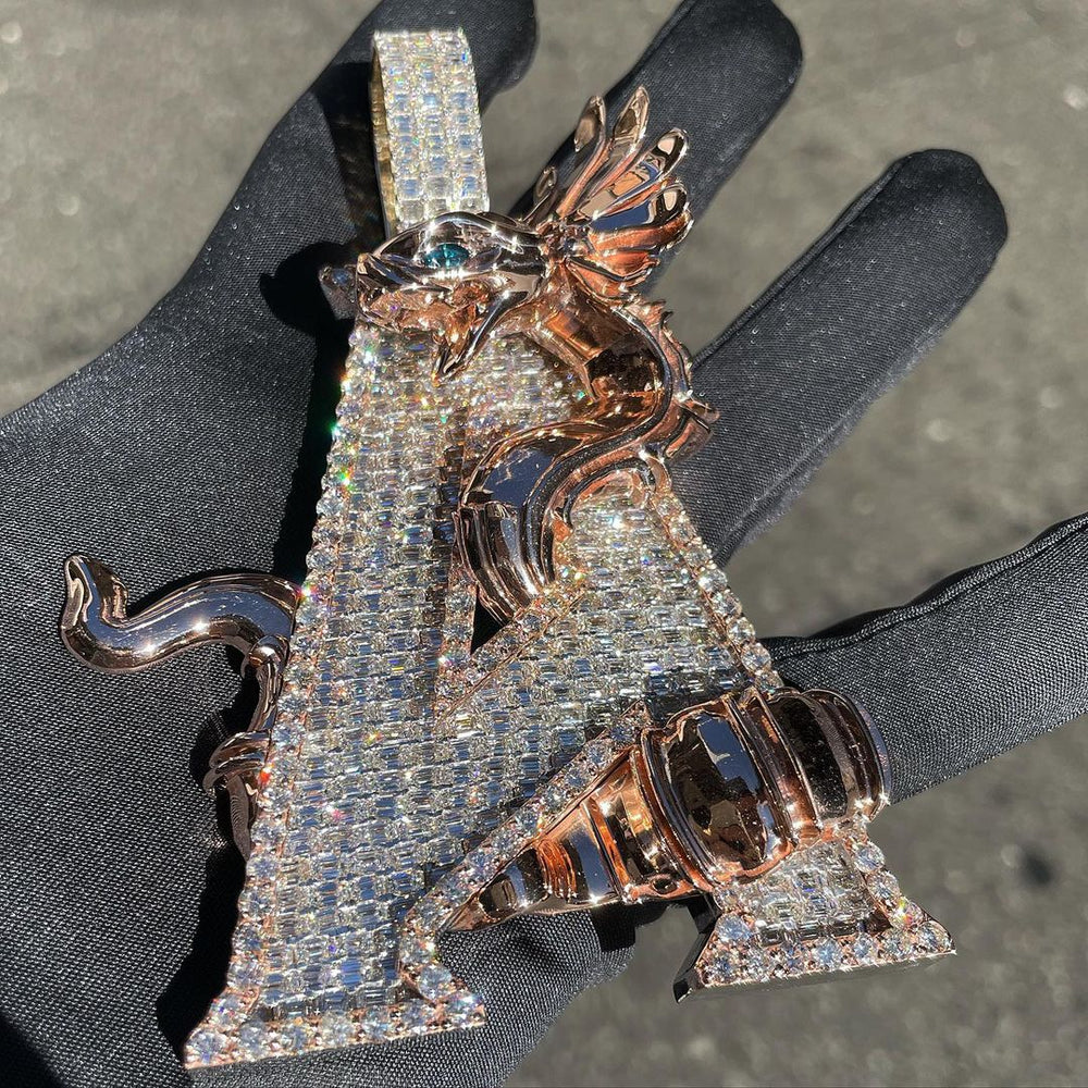 Letter A Snake Design Diamond Pendant