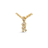 14K Yellow Gold Medium LETTER R 0.71 ctw. Baguette & Round Diamond Pendant