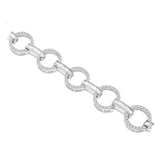 14K White Gold Circle Link Round Diamond 2.33 ctw. Bracelet