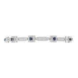 14K White Gold Sapphire Tennis Link Round Diamond 2.60 ctw. Bracelet