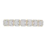 14K Yellow Gold Halo Tennis Square Link Baguette & Round Diamond 9.42 ctw. Bracelet