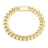 10K Yellow Gold Semi Hollow Miami Cuban Link Bracelet 12.00 mm