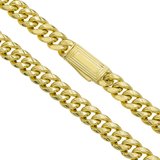 10K Yellow Gold Semi Hollow Miami Cuban Link Chain 8.00 mm