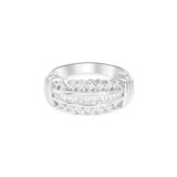 14K White Gold Fancy Style Band 1.45 ctw. Baguette & Round Diamond Ring