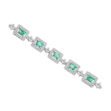 18K White Gold Tennis Link Emerald Cut & Round Diamond 6.50 ctw. Bracelet